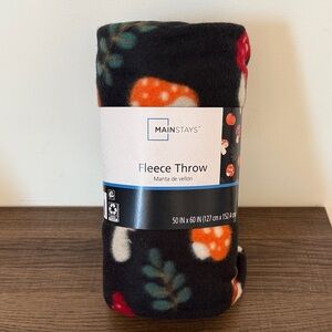 Mainstays Black Mushroom Fleece Throw with Colorful Accents